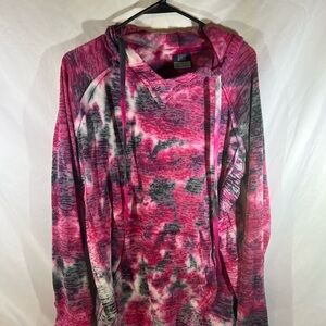 MV Sport Tie-Dye Pink and Gray Hoodie